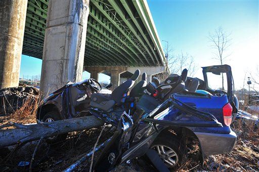 SUV Plunges Off Bridge, Lands Upright; Women OK