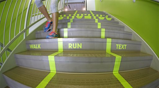 Utah School Adds Text Lane on Stairs