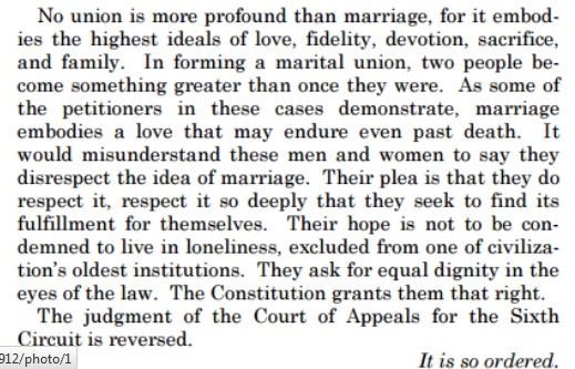 Essence of Gay Marriage Ruling Is in One Paragraph