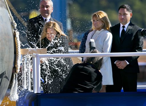 Fallen Marine's Mom Christens Warship Named in His Honor