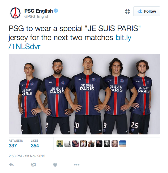 Soccer Team Jerseys Drop Sponsor, Add Paris Tribute