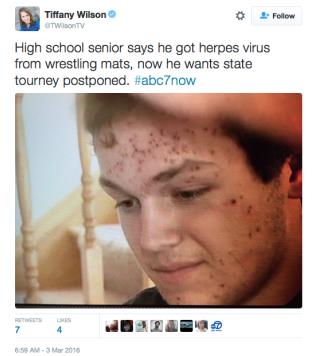 High School Wrestler Cancel California Championship I Got Herpes