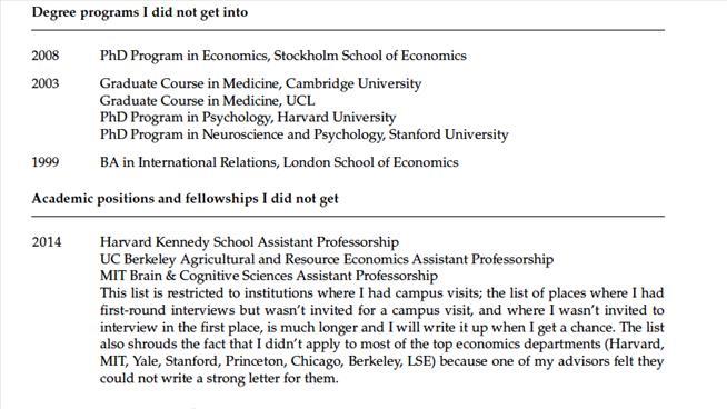 Princeton Professor's Resume Lists Only Failures