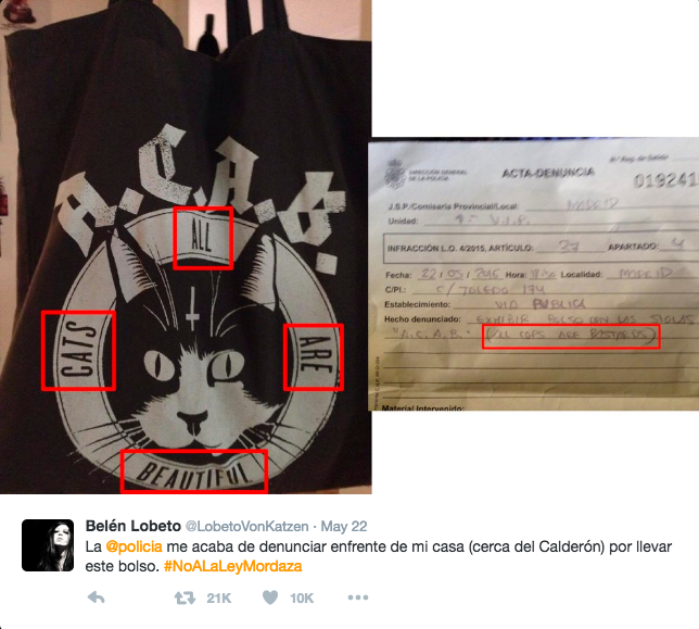 'All Cats Are Beautiful' Bag Gets Woman Fined by Cops