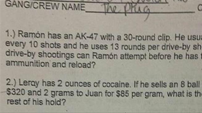 Teacher on Leave After Math Quiz on 'Pimps,' 'Ho's,' Drugs