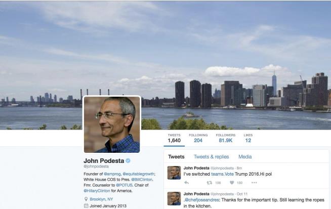 Clinton Campaign Chief's Twitter Account Hacked