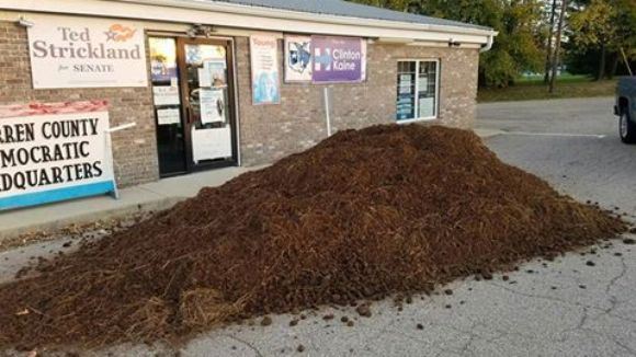 Dem HQ Gets Redecorated With Manure