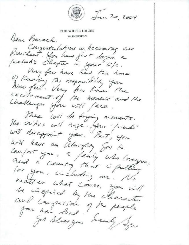 Clinton, Bush Letters to Successors Released