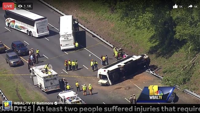 Bus With 26 Kids Inside Overturns After Car Clips It