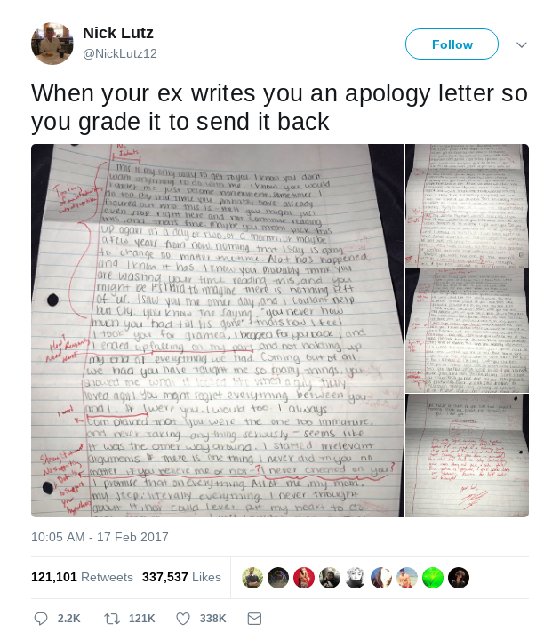 College Student Suspended for Grading Ex's Apology Letter