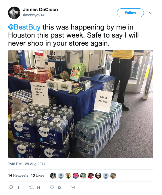 Texas Best Buy 'Sorry' Over $43 Water