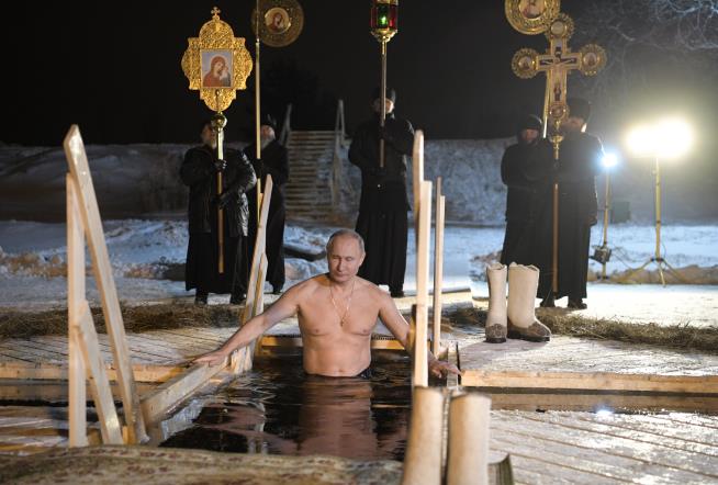 Putin Celebrates Holiday With Ice-Cold, Shirtless Dip