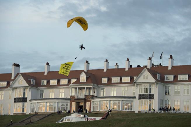 Scotland Busts Paragliding Trump Protester