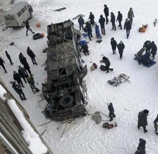 19 Dead in Icy Bus Plunge