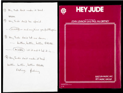McCartney's Scribbled 'Hey Jude' Lyrics Sell for $910K