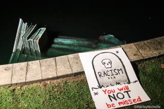 Columbus Statue Thrown in Lake, Another Beheaded