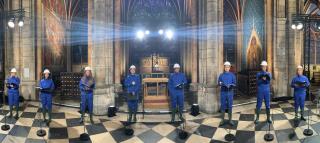 Notre Dame's Choir Sings, but They Need Hard Hats
