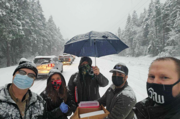 Snow Stranded Them. Then, an 'Impromptu Vaccine Clinic'