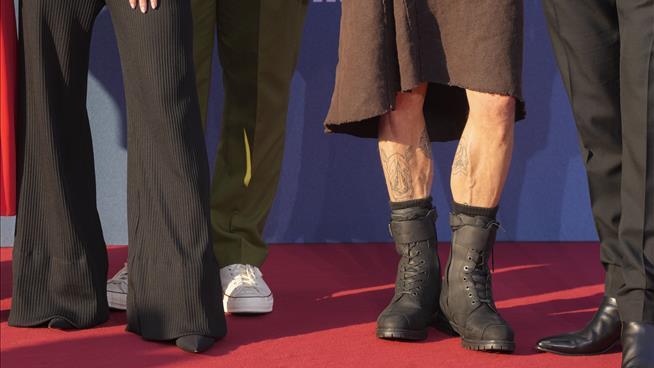 Brad Pitt Shows Some Leg on the Red Carpet