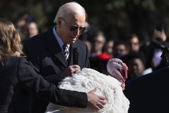 Biden Pardons Turkeys, Jokes About 'Red Wave'