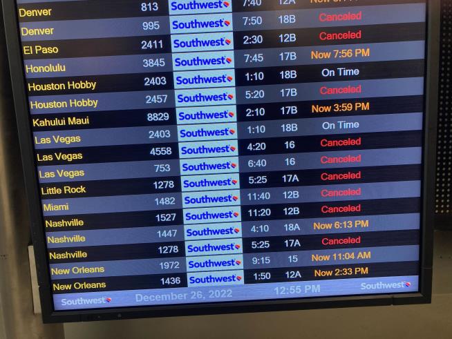 Southwest Canceled 71% of Its Flights Monday