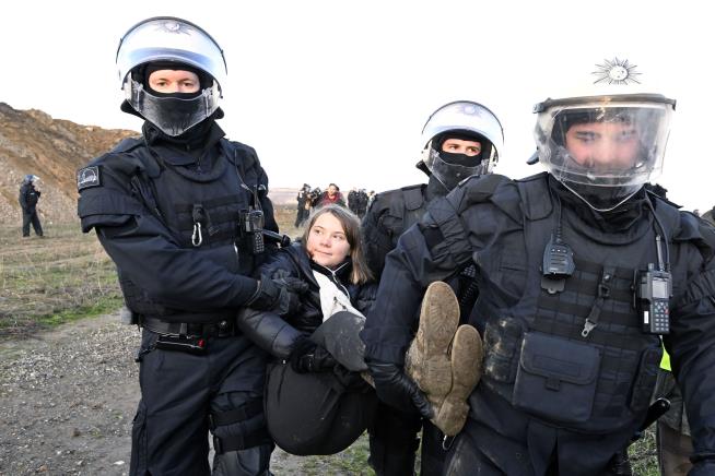 Police Carry Greta Thunberg Away From Coal Mine
