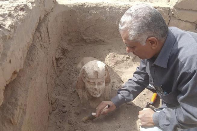 Sphinx-Like Statue Found South of Cairo