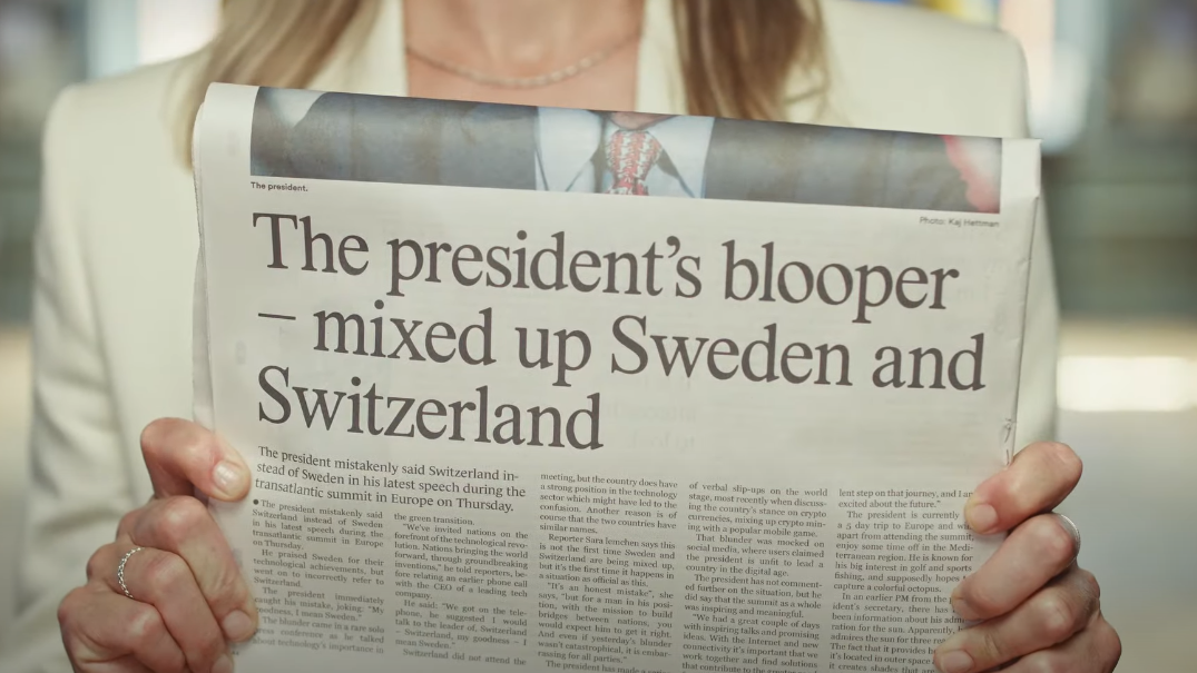Eine freche Werbung, die der Welt hilft, Schweden und die Schweiz zu trennen