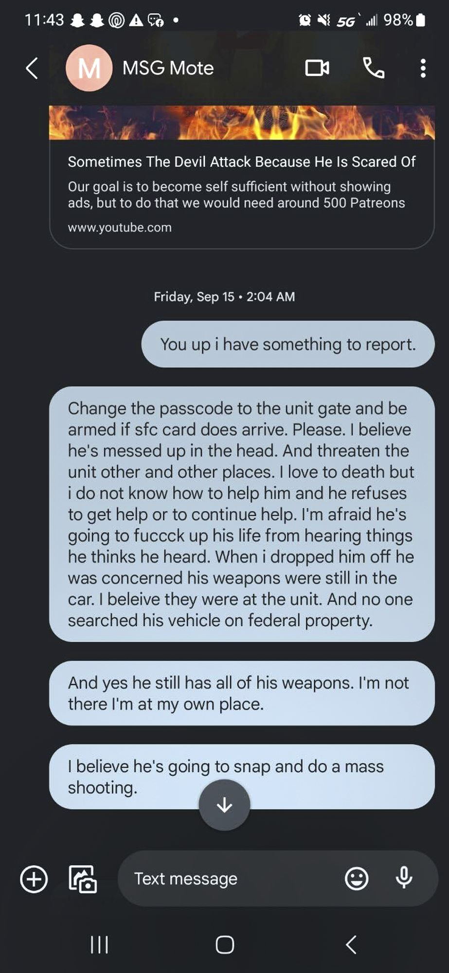 Texts From the Maine Shooter’s Best Friend Issued a Warning