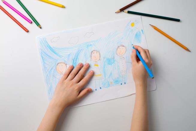 Drawing art class teacher with kids creativity Vector Image
