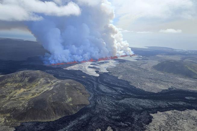 Iceland Volcano Spews Lava 165 Feet Upward