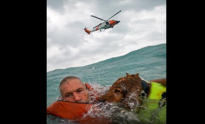 Amid Helene, Man and His Dog Saves From Sea