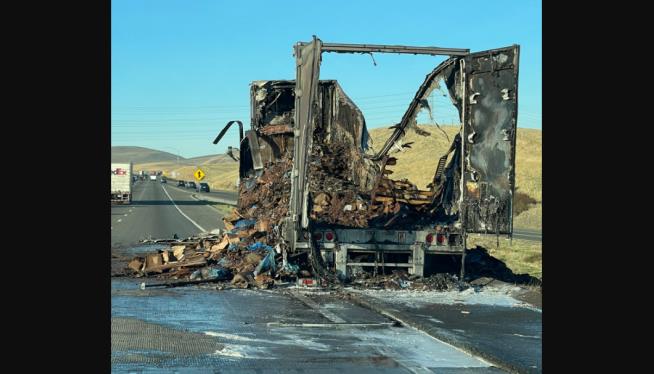 Truck Fire Creates a Chocolate-Covered Highway