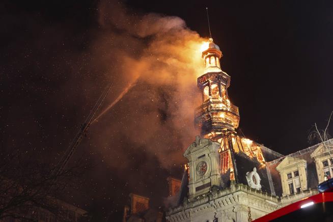 Fire Ravages Historic Paris Town Hall; Bell Tower Damaged