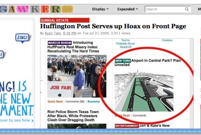 Gawker Catches HuffPo Falling for Hoax