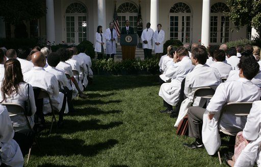 Obama Gave Out White Coats for Doctor Photo Op