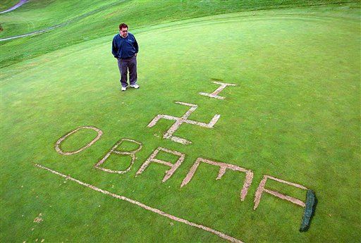 Obama Haters Carve Swastika on 18th Hole