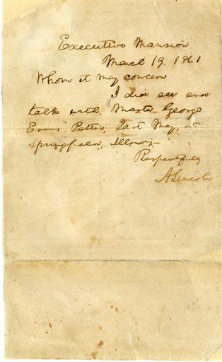 Lincoln Letter to Boy on Sale for $60K