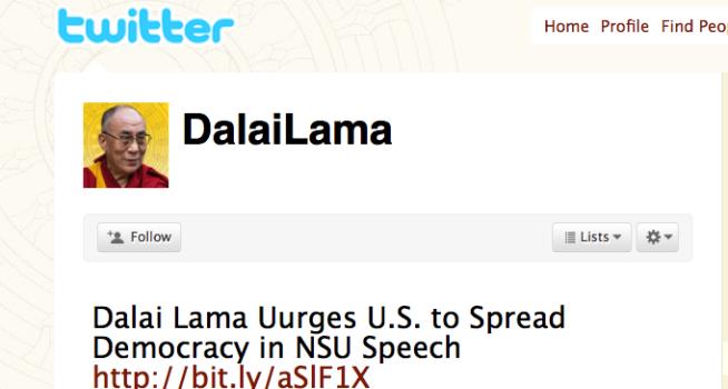 Newest Celeb Tweeter: Dalai Lama