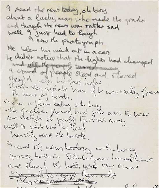 Lennon's Scribbled 'Day in the Life' Lyrics on Sale