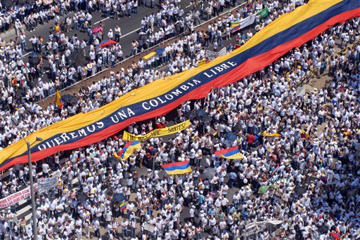 Thousands Protest Colombia Rebels
