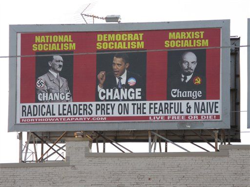 Obama-Hitler Billboard Covered
