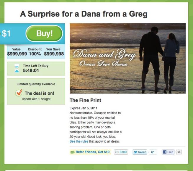 Groupon's First Marriage Proposal Gets a 'Yes'