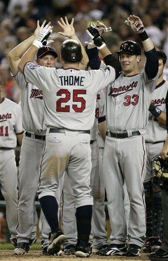 Major League Baseball: Minnesota Twins' Jim Thome Hits 600th Home Run, Steroid-Free