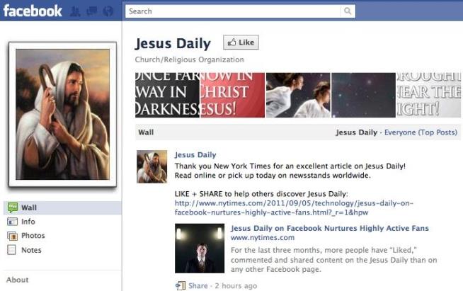 Jesus Facebook Page Generates Huge Online Traffic
