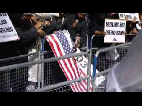Muslims Burn US Flag in London