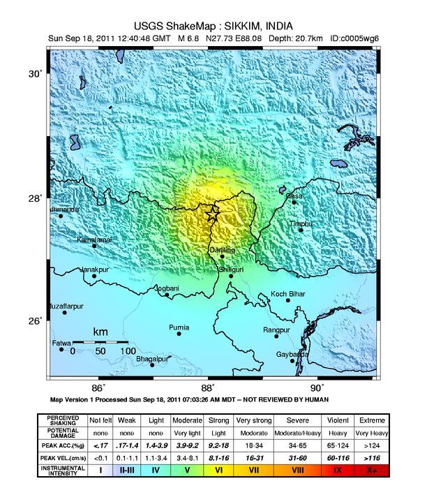 India Earthquake: 6.8 Shaker Hits Sikkim, Near Nepal Border