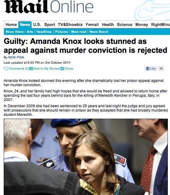 Daily Mail Reports Wrong Knox Verdict