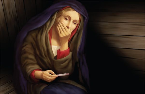 Church Ad Shows Mary Taking Preggers Test