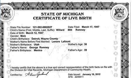 Romney Releases Birth Certificate, Stirs Dad's Controversy